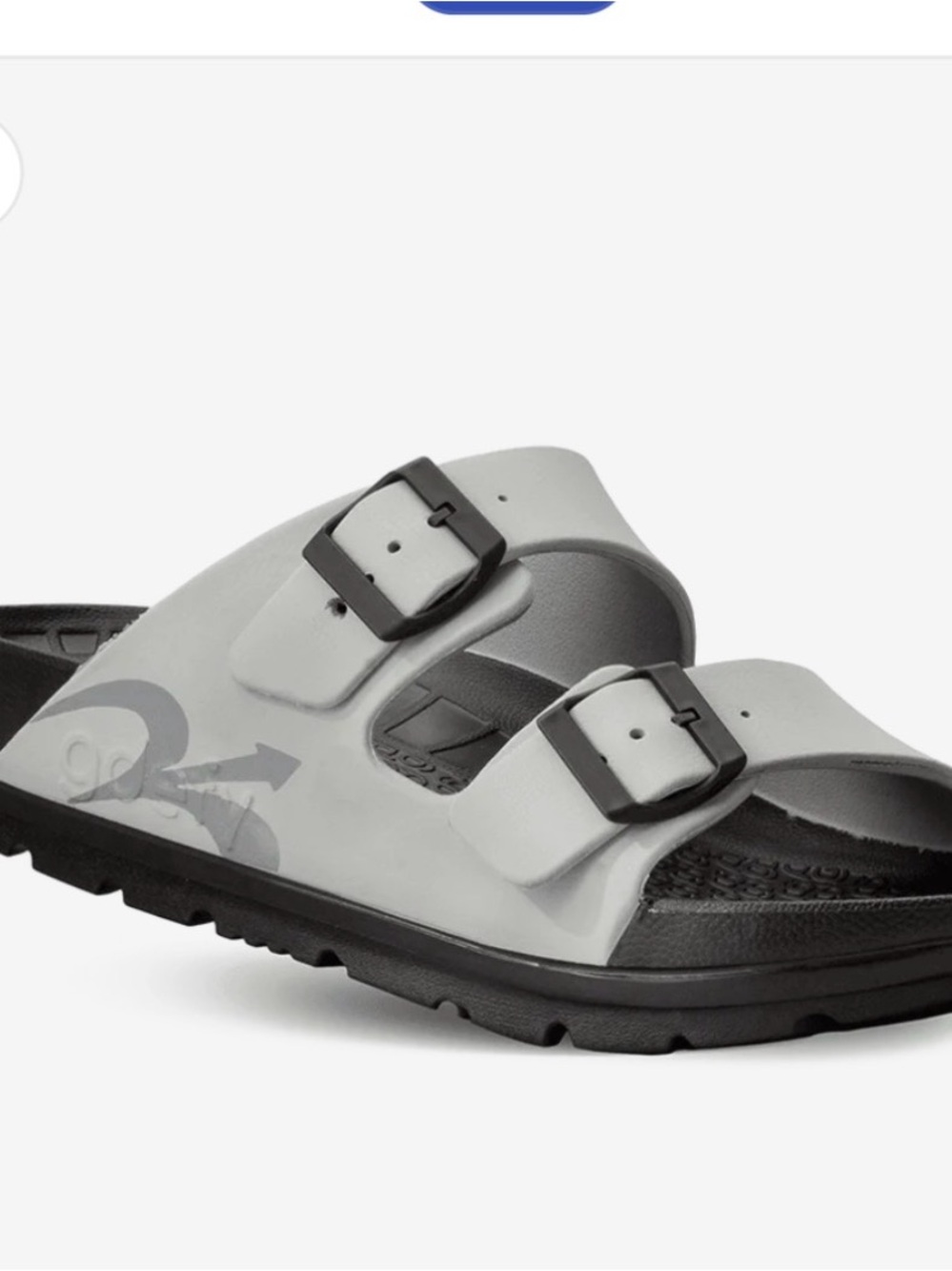 Men's Double-Buckle Slide Sandal in Light Gray